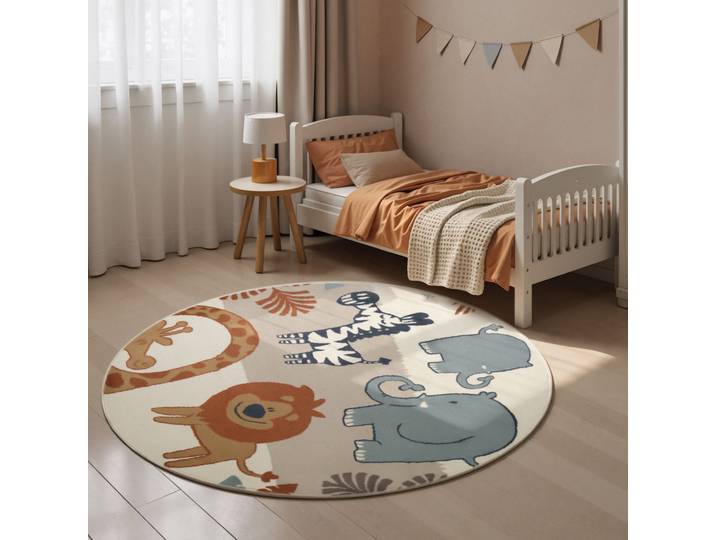 Kinderteppich HANSE HOME Savanna , creme multifarben, H:10mm Ø:160cm, Polypropylen, Teppiche, Kinderteppich, Pflegeleicht, Weich, Kinderzimmer, Spielteppich, Spielunterlage