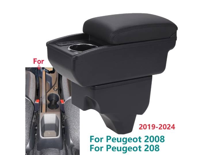 Boîte d'accoudoir pour Peugeot 208, boîte de rangement pour accoudoir de voiture, pièces de rénovation dédiées, accessoires d'intérieur de voiture, pour Peugeot 208 2008 2019 – 2024