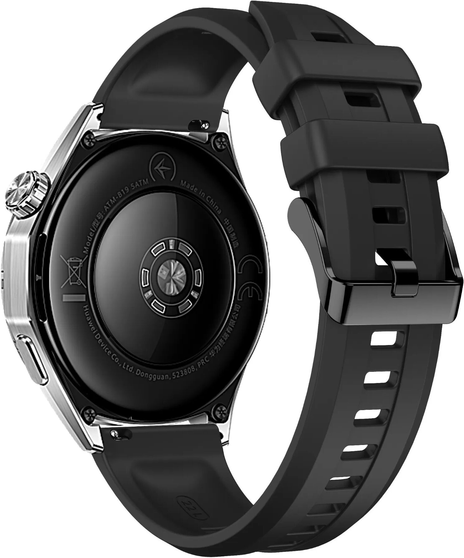 INF 22mm Silikon Ersatz Uhrenarmband kompatibel mit Huawei GT6 - Sportliches Design mit schwarzer Schnalle Schwarz