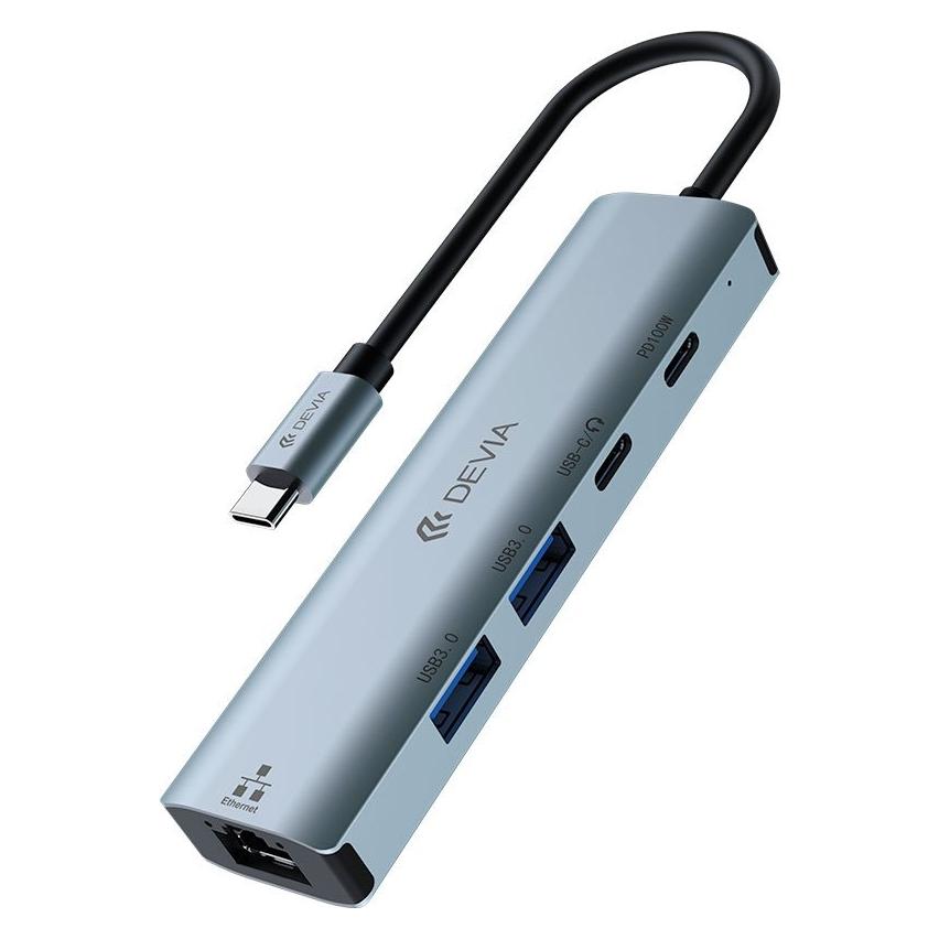 Devia Leopard Series EC701 tmavě šedá / USB-C hub / 5v1 (USB-C, 5 Ports) (6942297108943)