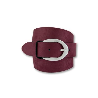 Ledergürtel BERND GÖTZ "Ledergürtel aus samtigem Velours in Trendfarben", Damen, Gr. 95, rot (bordeaux), Rindsleder, Gürtel Ledergürtel