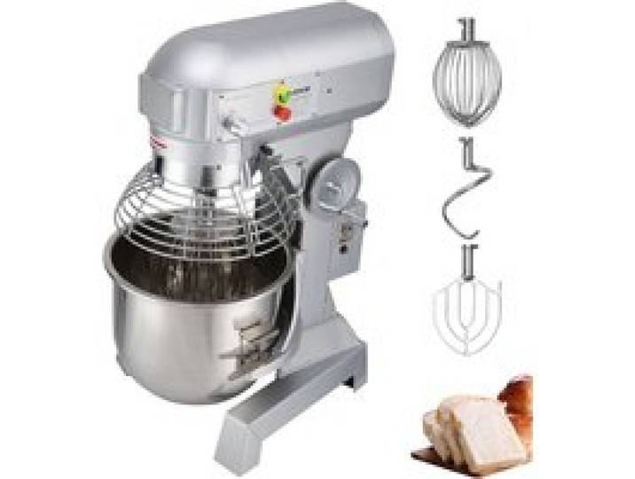 VEVOR Teigknetmaschine Küchenmaschine, 15 Qt Edelstahl Teigmixer, 600 W, einstellbar (130/233/414 U/min), inkl. Edelstahlschüssel, Knethaken, Schneebesen, Rührbesen, ideal für Bäckereien, Restaurants