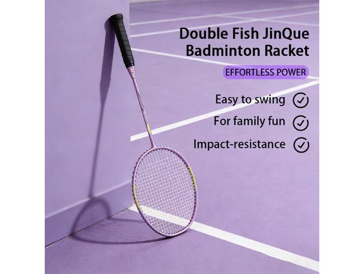 Double Fish JinQue 1501 Lot de 2 raquettes de badminton en carbone et aluminium - Violet