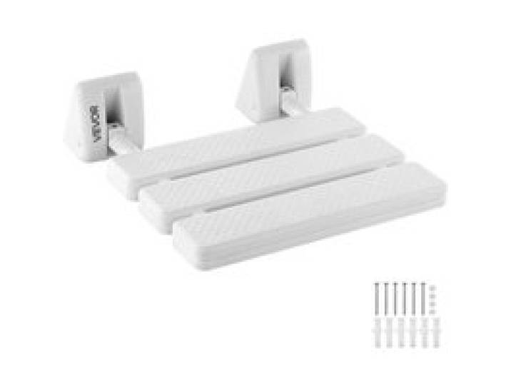 VEVOR opklapbare douchestoel voor wandmontage (zitvlak 32 x 34 cm), opklapbare stoel met aluminium frame, douchestoel (draagvermogen 100 kg) voor volwassenen en senioren, geschikt voor badkamer en hal, wit