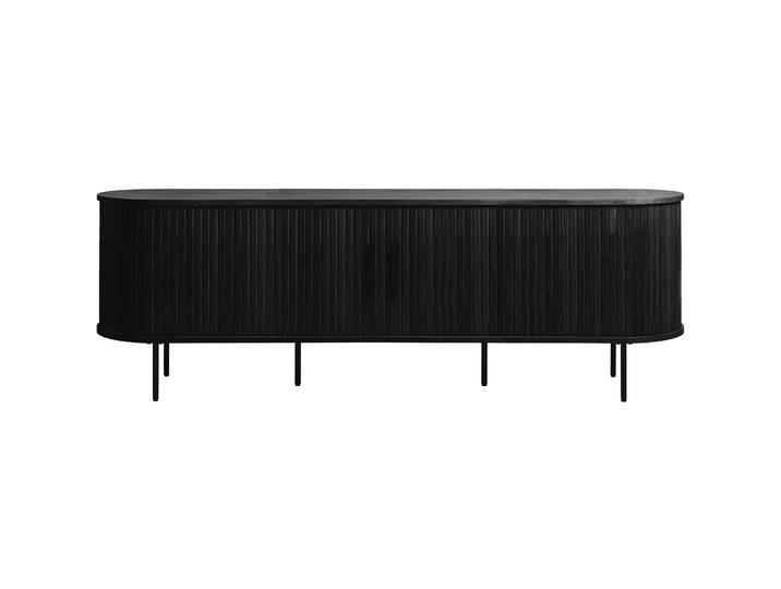TV-Schrank Gativel 180 cm Lamellen Eiche Schwarz
