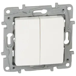 Legrand 664708 Doppeltaster mit Wechselkontakt (SL), Ultraweiß, ohne Spreizkralle
