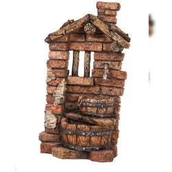 DELUKE Brunnen MICHA Stein-Optik Kunststoff Braungrau 66x32x22cm Gartendeko Teichdeko