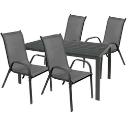 Mojawo, Gartentisch + Balkontisch, Gartengarnitur Sitzgarnitur 5-teilig 180x90cm Aluminium Non-Wood (180 x 90 x 74 cm)