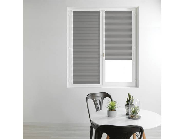 Sichtschutzrollo Tag und Nacht mit Kettenzug, Polyester, Streifendesign grau, 60 x 90 cm