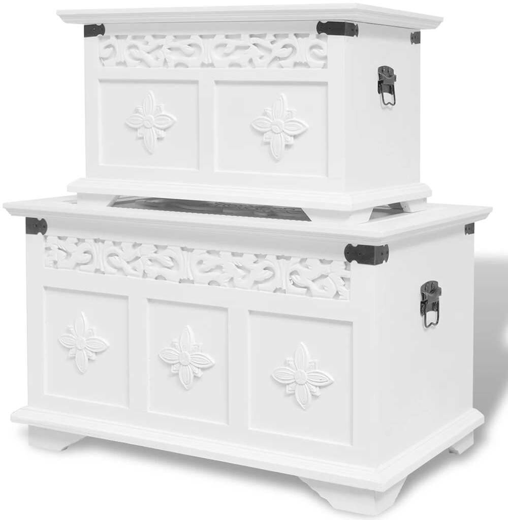 vidaXL Ensemble de deux coffres de rangement Blanc
