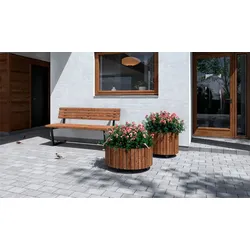 Pflanzkübel rund-ø 55 x 55 cm - Pflanzkasten aus Kiefer, farbgrundiert in Schwarz - runder Blumenkasten - ideal für Garten & Terrasse