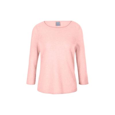 Longpullover MADELEINE "Strickpullover Kaschmirpullover mit U-Boot-Ausschnitt", Damen, Gr. 40/42, grau, Obermaterial: 100% Kaschmir WS., Modern, normal, U-Boot-Ausschnitt, Pullover Longpullover, Kaschmirpullover mit 3/4 Arm