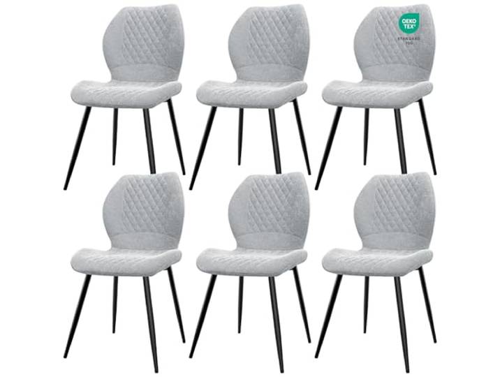 JIJIAN Esszimmerstühle 6er Set, Stühle Esszimmer, Küchenstühle Wohnzimmer Essstühle, Gepolsterte Stühle, Ergonomisch Gestaltete Leinenstühle für Esszimmer, Küche, Schlafzimmer, Grau