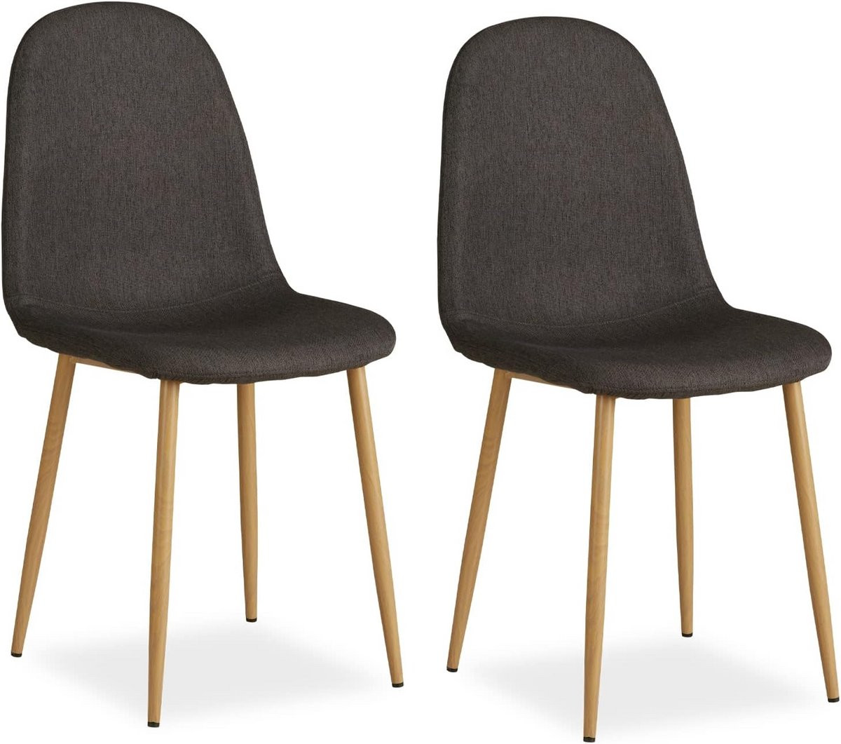 Set van 2 donkergrijze eetkamerstoelen voor de keuken of woonkamer