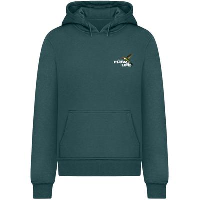 Kapuzenpullover MISTERTEE "MisterTee Flow Of Live Hoody", Herren, Gr. S, grün (bottlegrün), 65% Baumwolle, 35% Polyester, bedruckt, Rundhals, Pullover Kapuzenpullover
