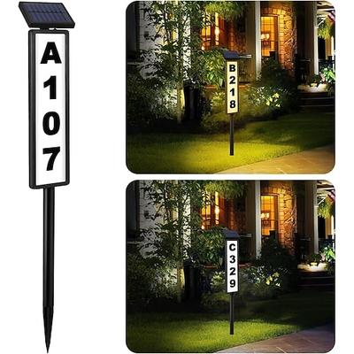 Solar-Adressleuchten, beleuchtete Hausnummern, Schilder, Hausnummern für draußen, beleuchtete LED-Hausnummer, 2-farbige Beleuchtungsmodi, wasserdichte beleuchtete Adresstafel für den Garten zu Hause,