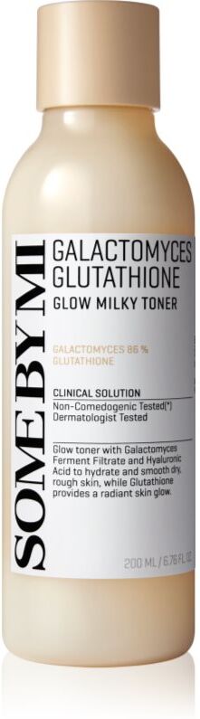 Some By Mi Galactomyces Glutathione Glow Milky Toner verfeinernder und Feuchtigkeit spendender Toner zur Verjüngung der Gesichtshaut 200 ml