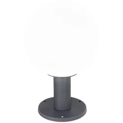 Garten Sockelleuchte Außenbeleuchtung Außen E27 Außenlampe Stehlampe, Alu Glaskugel, opal, 1x LED 9W 810Lm warmweiß, DxH 25x38 cm