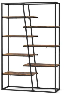 7-Tier Bookshelf Tall Bookcase Storage Organizer w/Metal Frame