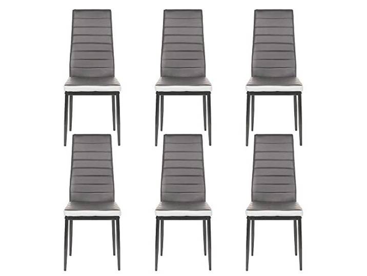 LANTUS Esszimmerstühle 2/4/6 Set Stuhl Küchenstuhl Wohnzimmerstühle Kunstleder Stühle,6 Stück (Grau + Weiß)