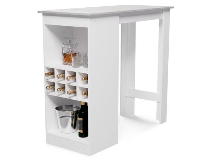 Klarstein Bartisch, Stehtisch für Küche, 110cm Massivholz Tisch, Bistro & Bar Stehtisch Rechteckig, Kleiner Holz-Bartisch, Hochtisch mit 3 Verstellbaren Regalen, Melamin Beschichtung, Esstisch Klein