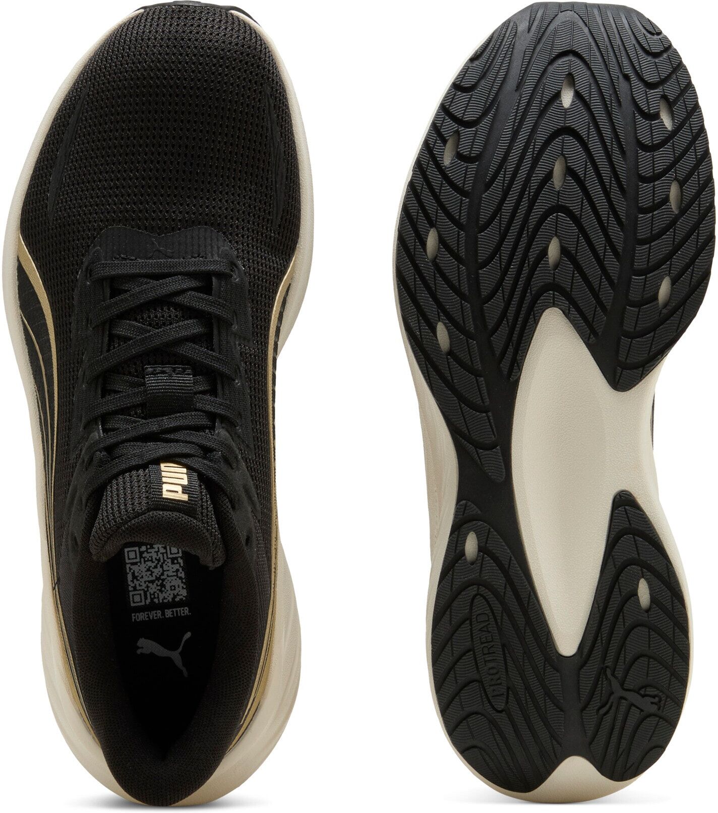Laufschuh PUMA "POUNCE LITE 2", Gr. 37,5, Textil, schwarz (puma schwarz, puma gold), Schuhe Laufschuh