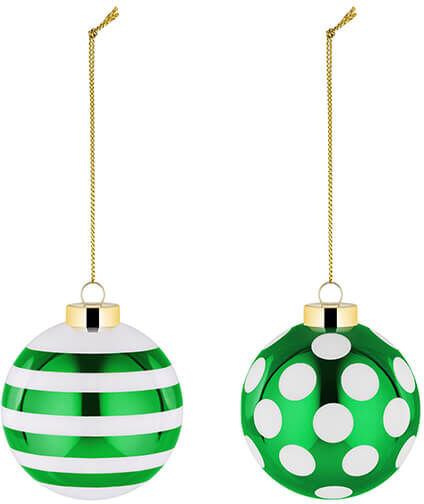 Alessi Delight Set 2 of Two Green Christmas Baubles
