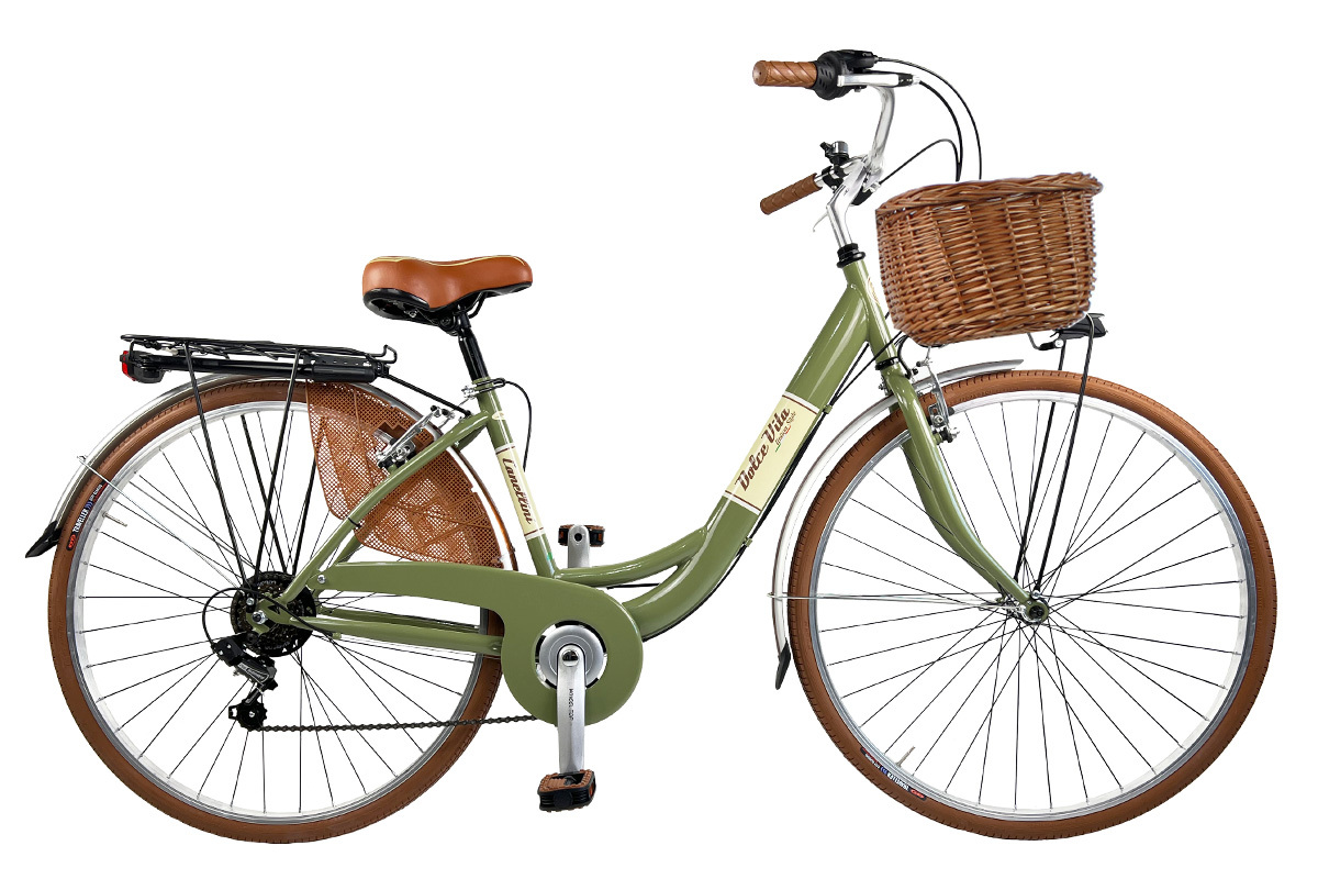Stadtfahrrad Dolce Vita by Canellini VENERE 28" mit Korb - Olivgrün