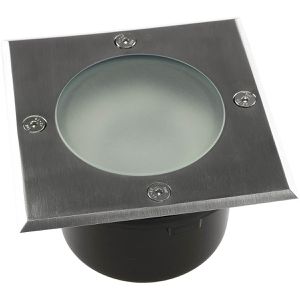 ChiliTec Wegeleuchte 21629, silber, mit 230 V Netzstrom, Bodeneinbauleuchte, GX53-Fassung, IP65, Breite 12 cm