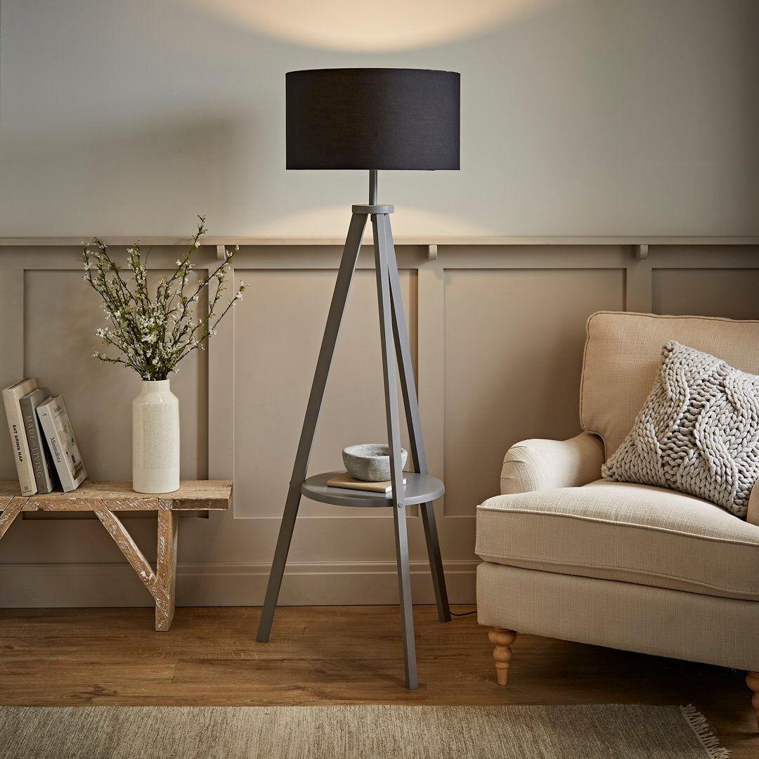 George Oliver 132 H cm Tripod Floor Lamp Black 132cm H X 14cm W X 41.5cm D