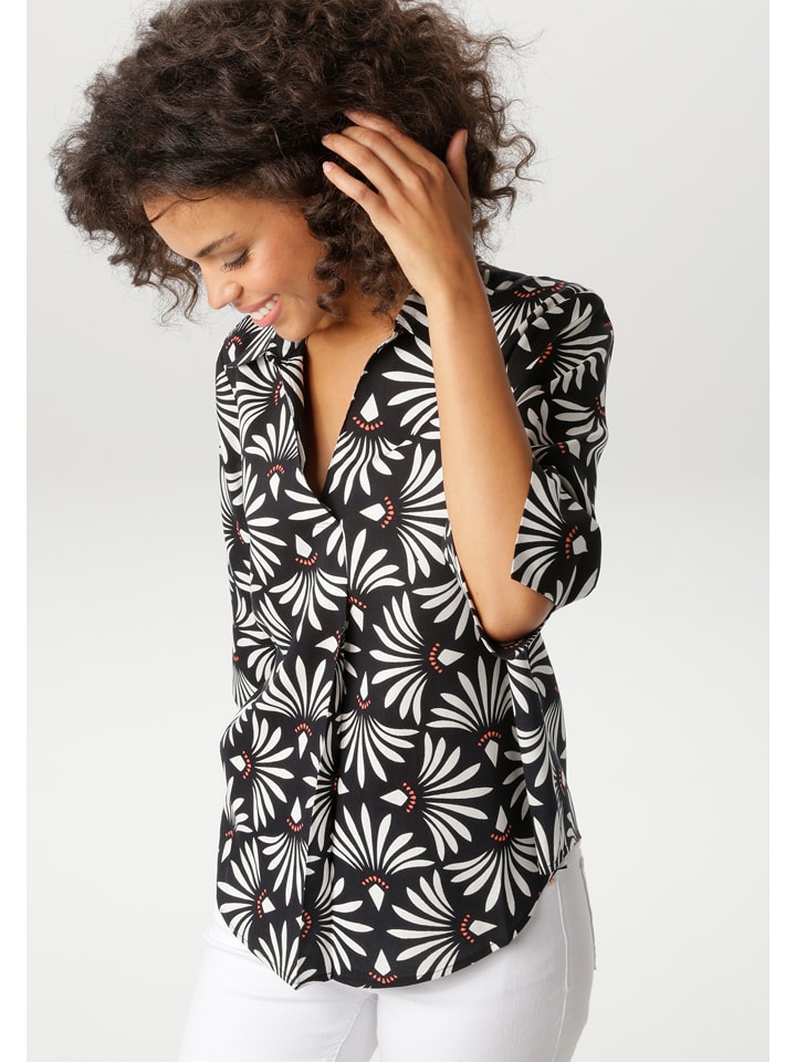 Aniston Bluse in Schwarz/ Weiß - 38