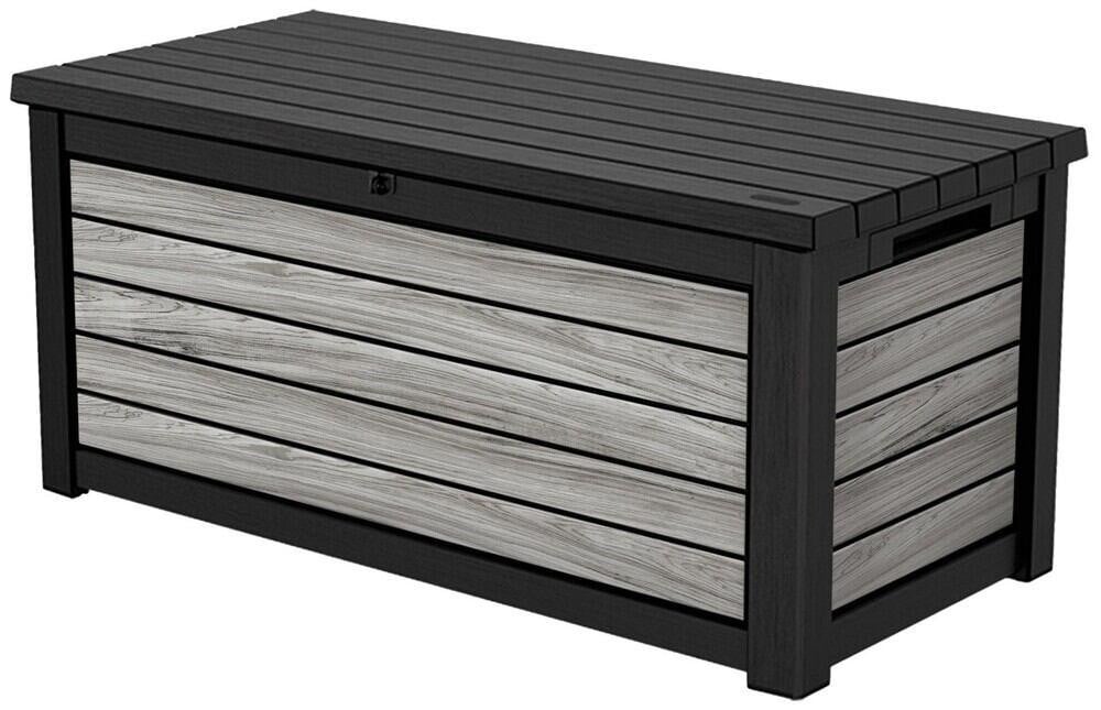 Keter Signature horizontale opbergbox voor de tuin, 630 liter, stormgrijs