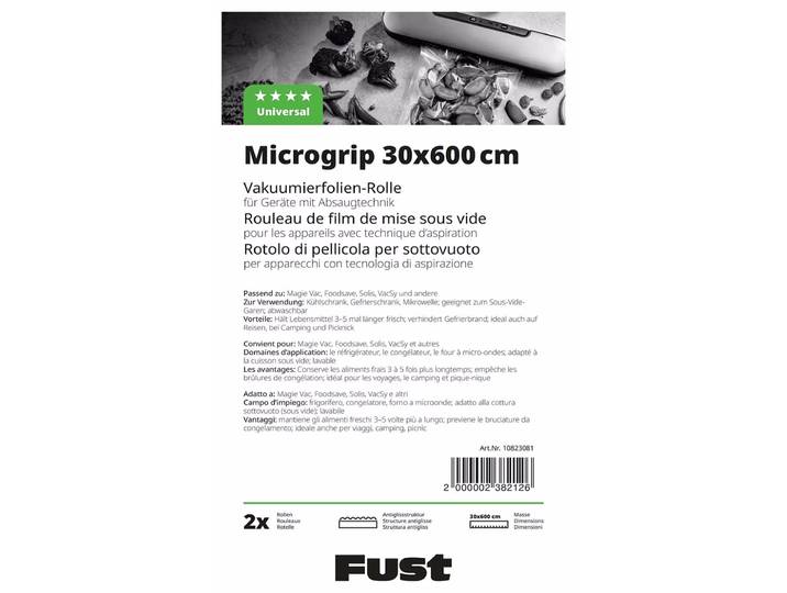 Fust Microgrip 30 x 600 CM Vakuumierbeutel – Vakuumiergerät Zubehör – transparent