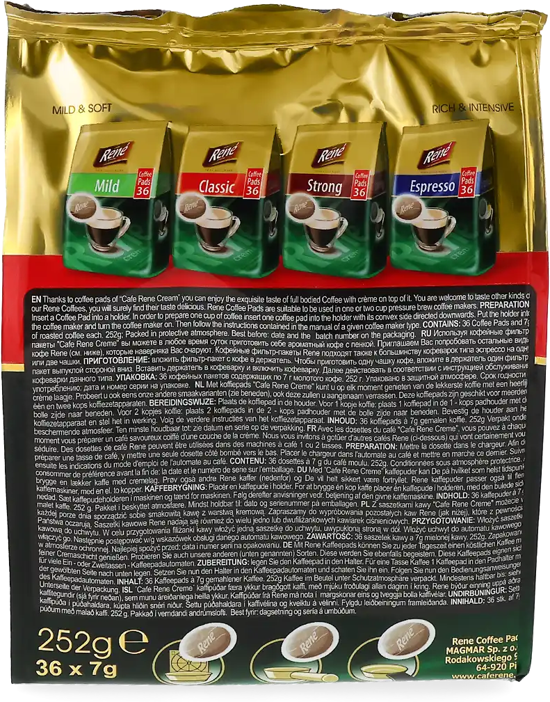 Café René   Classic - 36 Dosettes de café pour Senseo - Café noir - Compatible Senseo