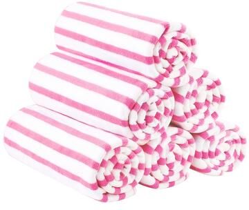 JML 6-pack Cabana Striped Bath Towel Absorbent Beach Towel