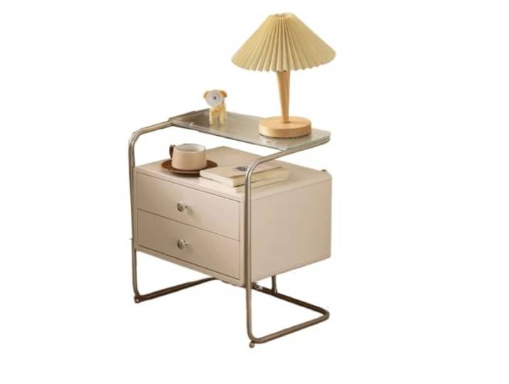 YANG11FAN Vielseitig Nachttisch aus Stahl, Kleiner Aufbewahrungsraum Schrank/Regal for den Einsatz im Schlafzimmer(Weiß)