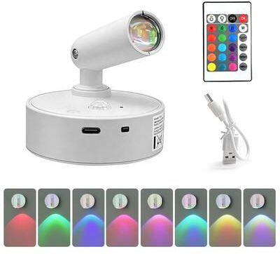 Friendly Fresh Finds Rechargeable LED Spotlight Motion Sensor Wall Light With Remote Control For Closet And Art Display white Rgb