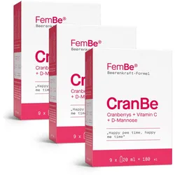 3er Set Flüssiges Cranberry Konzentrat in Sachets | Mit D-Mannose + Vitamin C