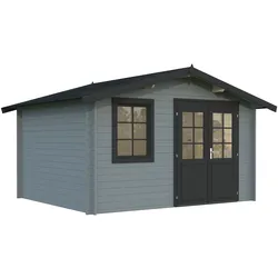 Palmako Gartenhaus Klara 10,4 m2 - 28 mm Grau hellgrau/anthrazit