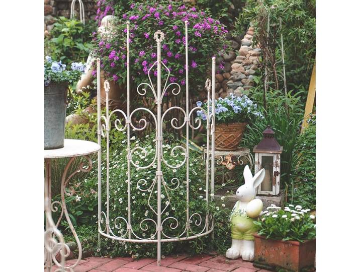 Clôture de plantes en fer Vintage, clôture de jardin incurvée pour plantes grimpantes, Support de fleurs rustiques, treillis de cour extérieure pour Roses
