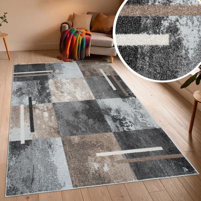 Teppich OTTO HOME "Cube, Karo Muster mit 3D-Design", braun (beige, grau), B:80cm H:9mm L:150cm, Kunstfaser, Teppiche, Teppich, Kasten, geometrisch, Patchwork, Wohnzimmer, Schlafzimmer