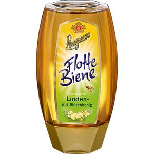 Langnese Honig Flotte Biene, Linden- mit Blütenhonig, flüssig, kaltgeschleudert, in Spenderflasche, 250 g