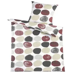 KH-Haushaltshandel 2-tlg. Renforce Bettwäsche 135x200 + 80x80 cm, 100% Baumwolle, weiß, multicolor Punkte