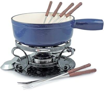 Swissmar KF-66518 Lugano 9-Piece 2-Quart Cast Iron Cheese Fondue Set