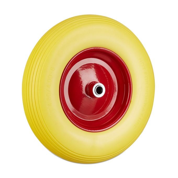 Relaxdays 4x Kruiwagenwiel 4.00-8 geel-rood