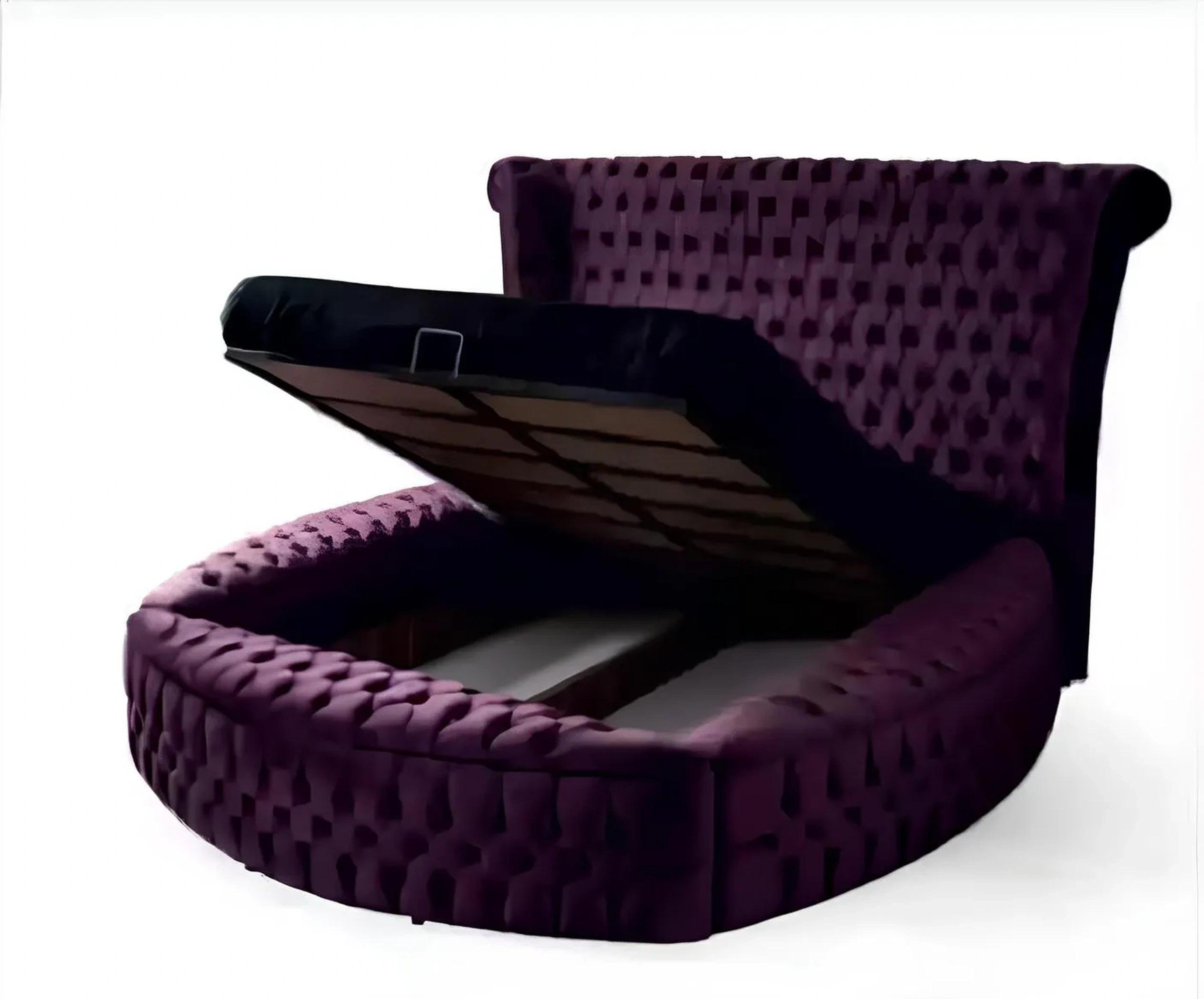 Rundes Chesterfield Bett Lila Betten Möbel Samt Textil Hotel Einrichtung Doppel