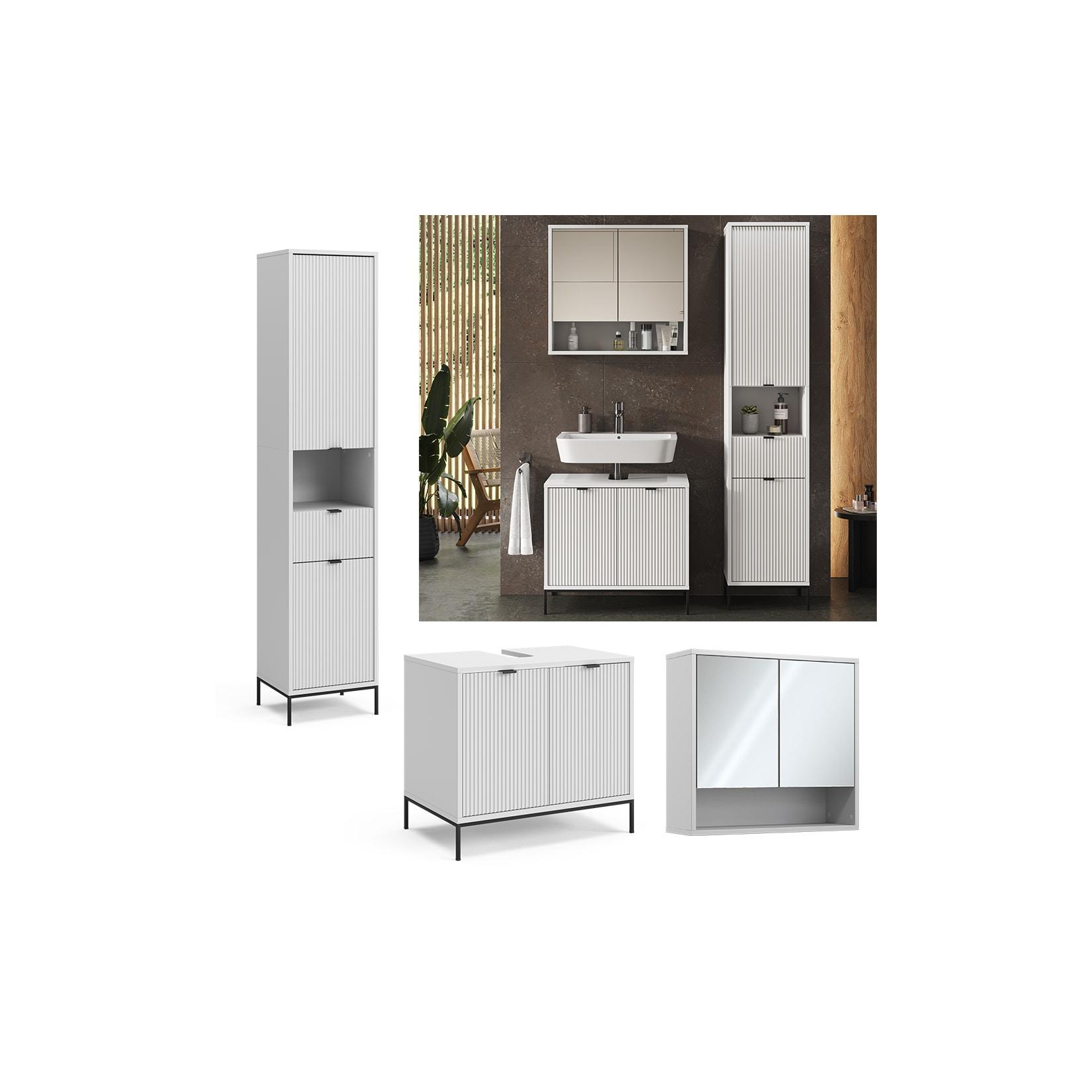 Vicco Badmöbel-Set Eliza Weiß 3 Teile mit Hochschrank
