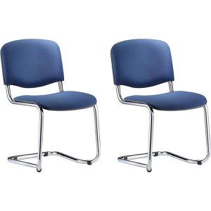 Nowy-Styl Besucherstuhl Iso Swing, stapelbar, Freischwinger, Stoff, blau, 2 Stück