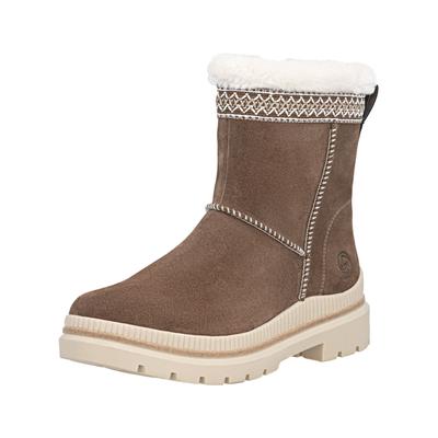 Stiefelette REMONTE "Remonte Stiefelette Veloursleder", Damen, Gr. 38, braun (nuss), Veloursleder, Schuhe Stiefelette