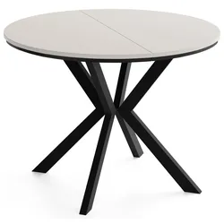 ESSTISCH Valio Neo rund oval ausziehbar verlängerbar mit schwarzen Metallbeinen, Kaschmir 100-140/100/76 cm